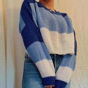 ZAFUL blue cropped sweater